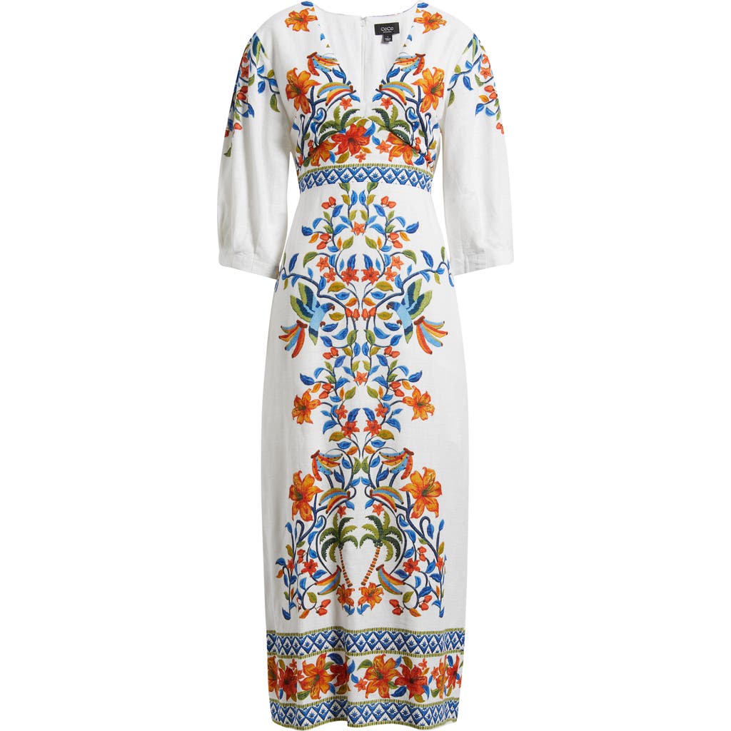 Cece Embroidered Maxi Dress In Blue