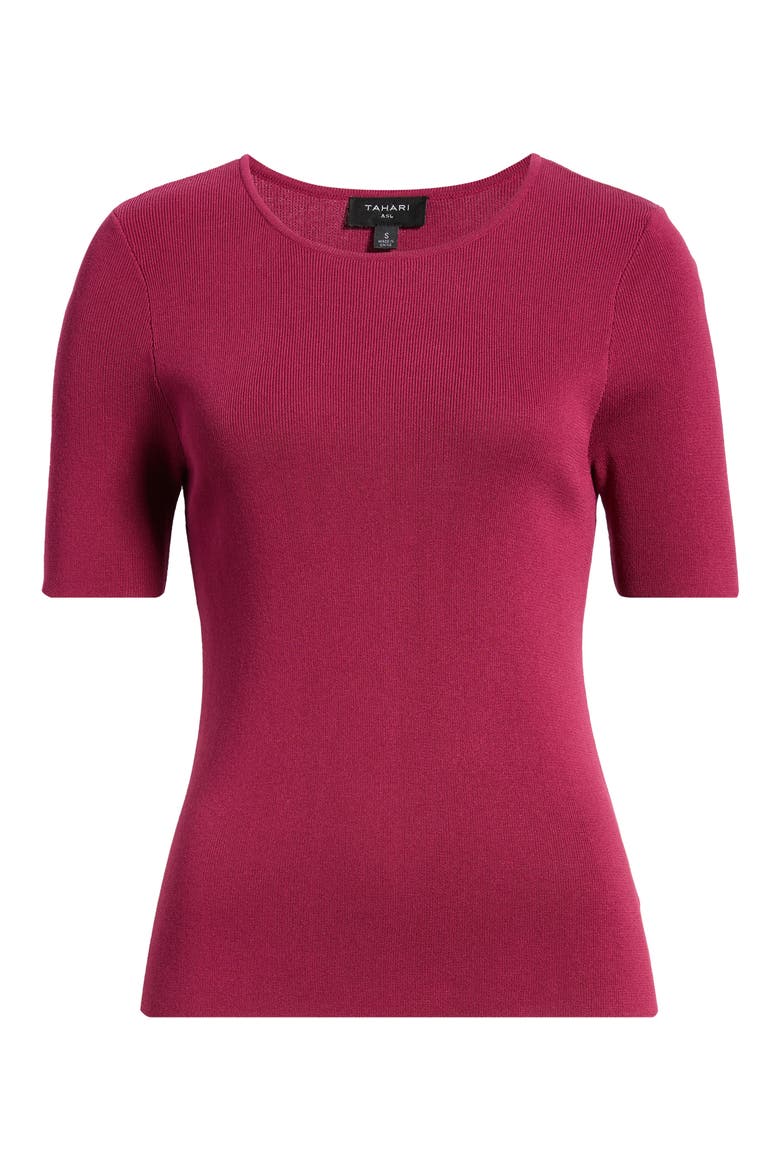 Short Sleeve Sweater, Alternate, color, BERRY BLISS
