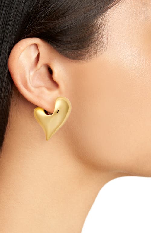 Jenny Bird Art Heart Puffy Stud Earrings In High Polish Gold