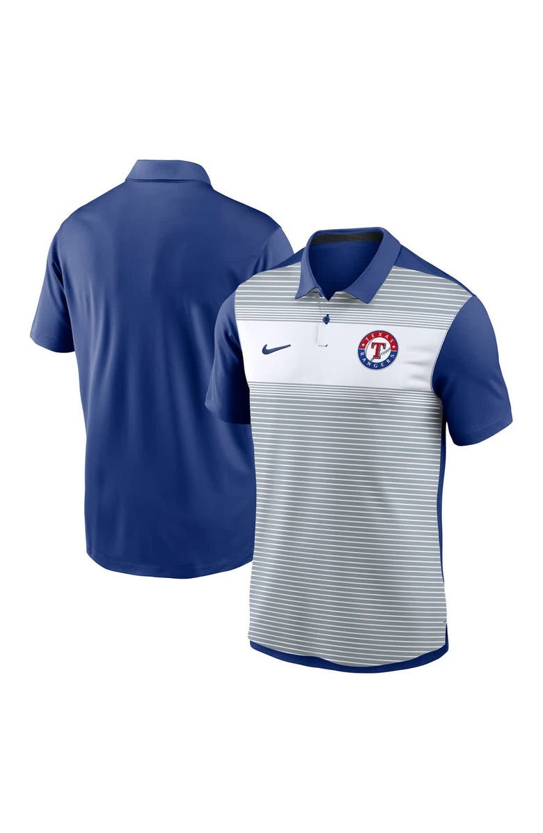 Nike Men's Nike White/Royal Texas Rangers Vapor Striped Performance Polo, Alternate, color, White