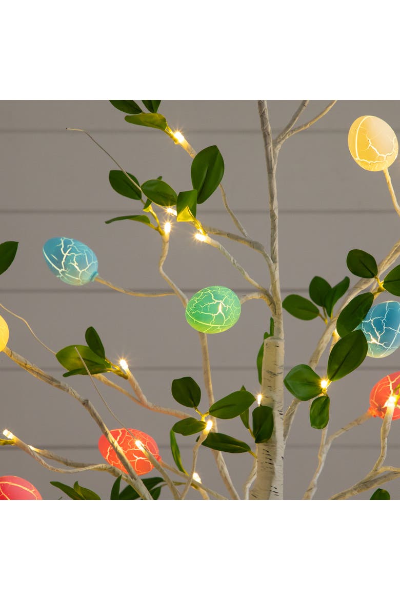 5-ft Pre-Lit Artificial Blooming Easter Egg Twig Tree with 18 Warm White LED Lights, Alternate, color, White