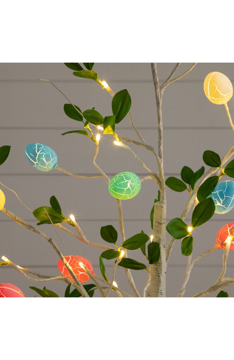 NEARLY NATURAL 5-ft Pre-Lit Artificial Blooming Easter Egg Twig Tree with 18 Warm White LED Lights, Alternate, color, White