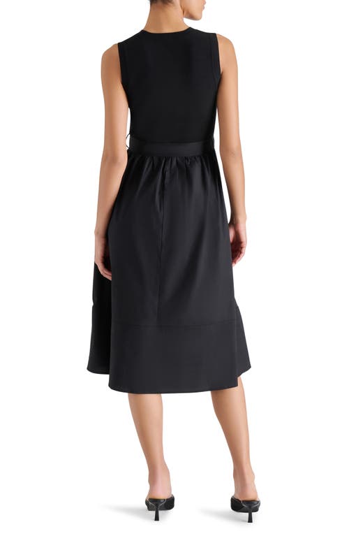 Steve Madden Rhodes Mixed Media Midi Dress In Black
