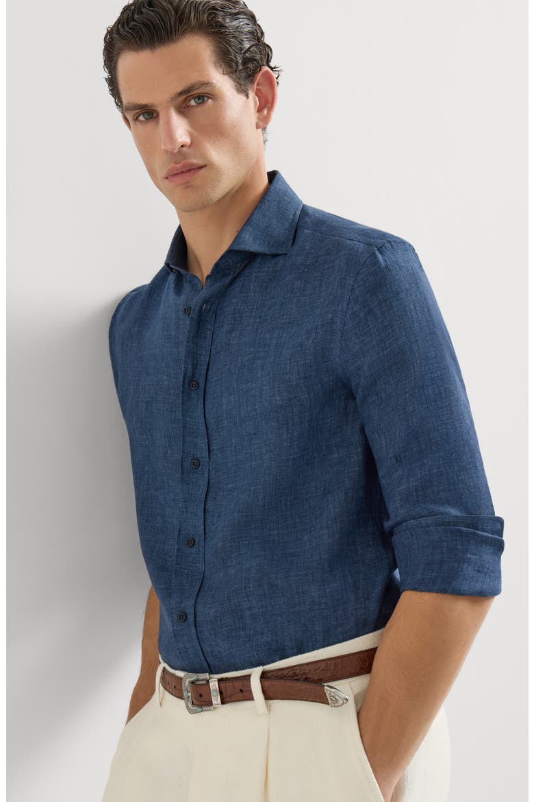 Délavé linen shirt, Alternate, color, Navy Blue
