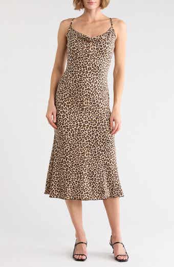 Leopard Print Cross Back Midi Slipdress