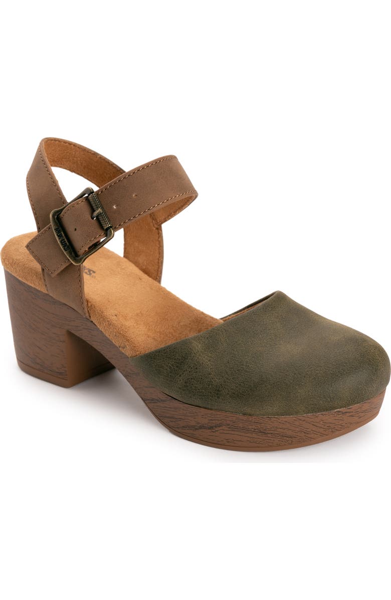 MUK LUKS Merritt Quarter Strap Platform Pump, Main, color, Olive/ Tan