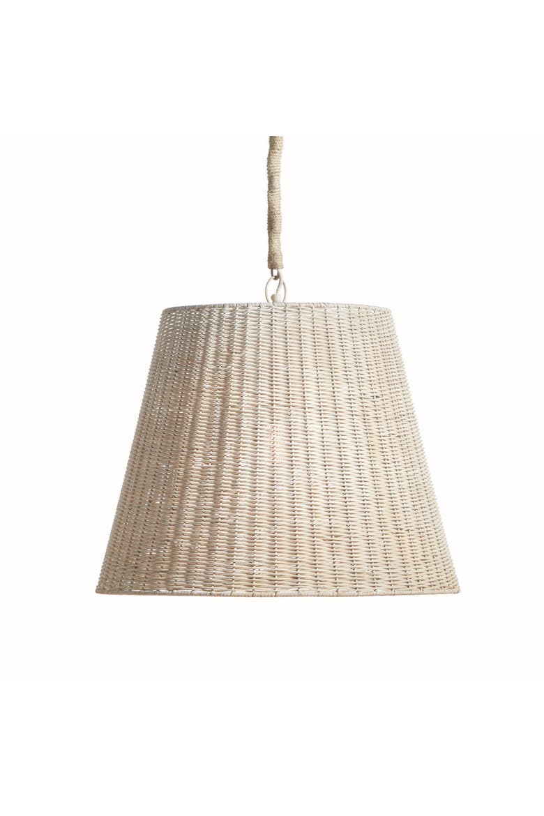 19" x 22" Linette Handwoven Rattan Hanging Pendant Light with Jute Chain, Main, color, Off-White