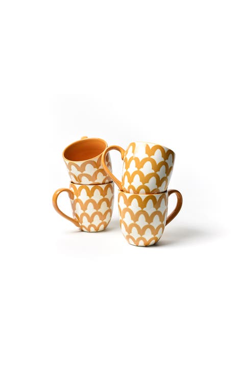 Brass Arabesque Mug Set of 4
