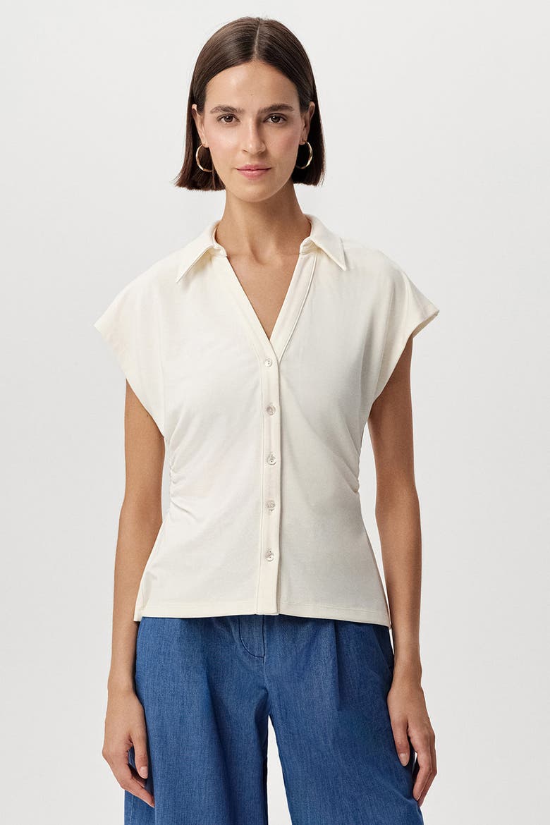 Siennal Short Sleeve Knit Shirt, Alternate, color, Ecru