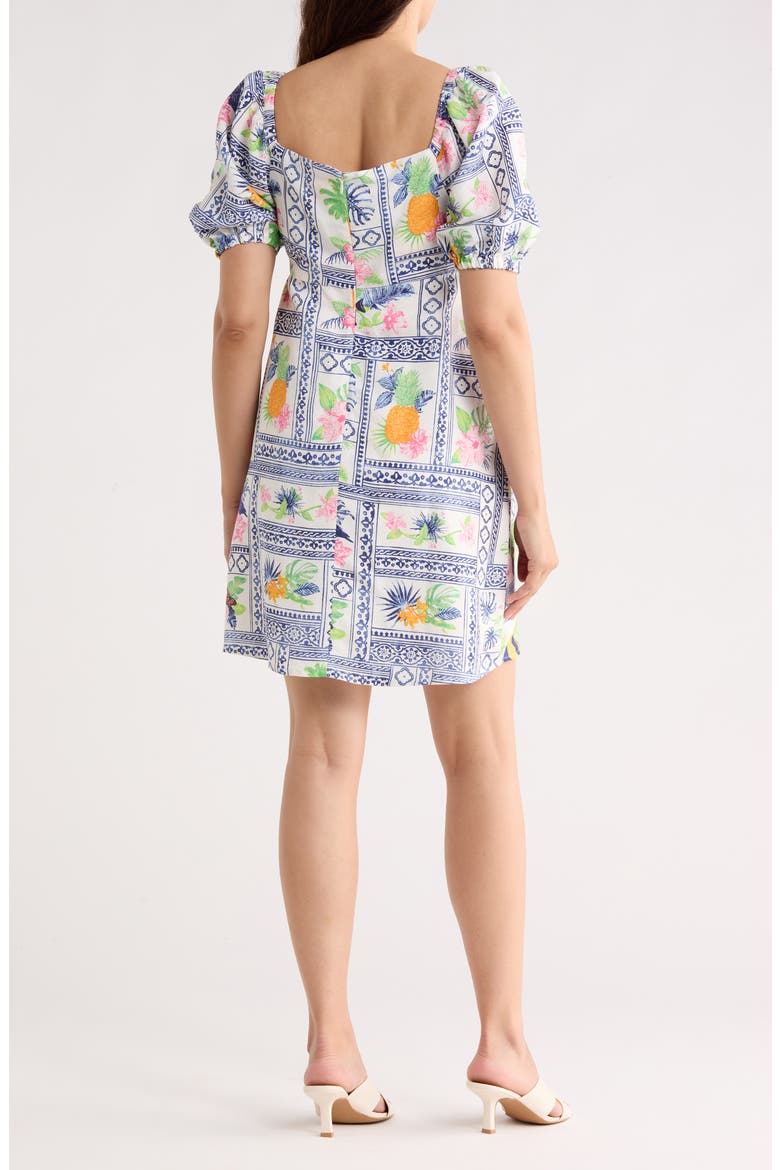 Island Collective Esperanza Puff Sleeve Linen Blend Dress, Alternate, color, VANILLA