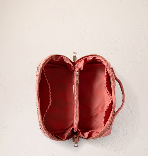 Elizabeth Scarlett World Wildlife Velvet Open Flat Makeup Bag In Pink