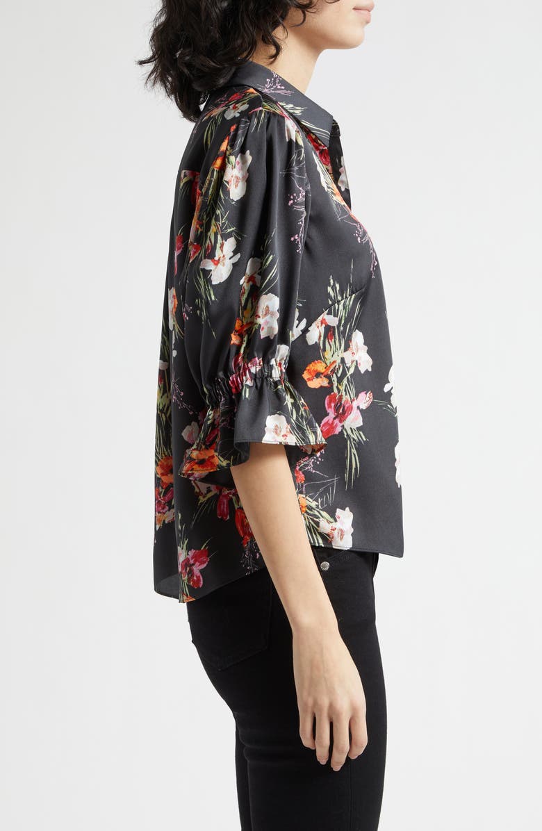 Cinq à Sept Fiona Iris Bouquet Button-Up Top, Alternate, color, Black Multi