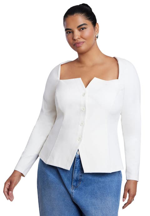 Square Neck Button Front Top