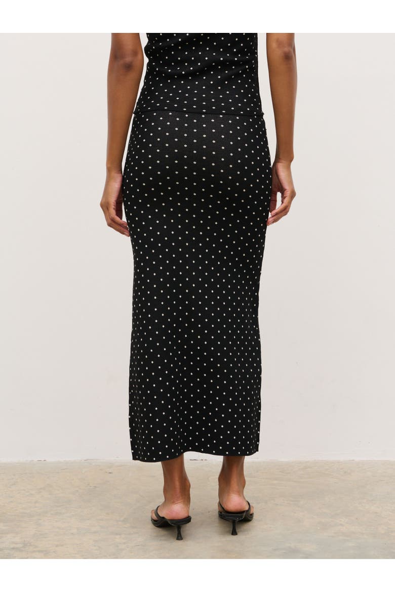Bonnie Polka Dot Knit Midi Skirt, Alternate, color, Black And Cream
