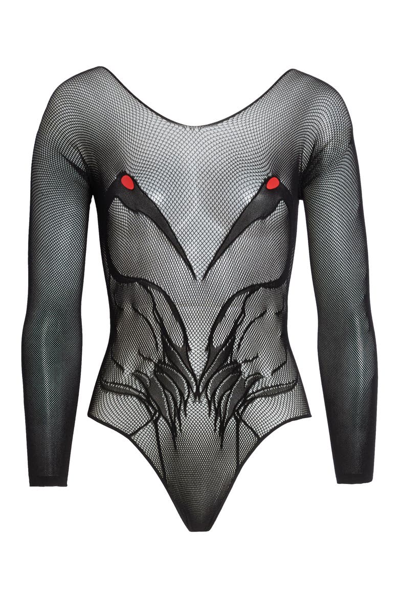Fishnet Bodysuit, Alternate, color, BLACK