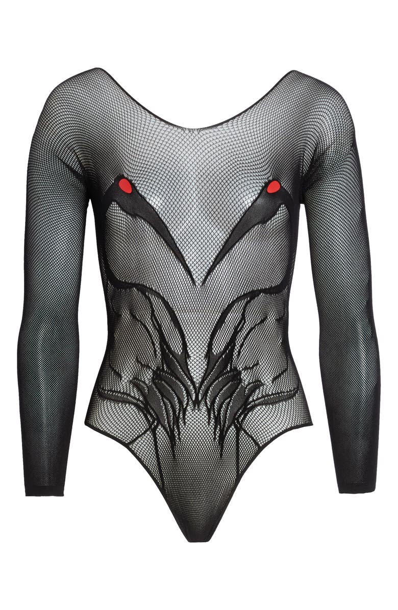 Hauty Fishnet Bodysuit, Alternate, color, Black