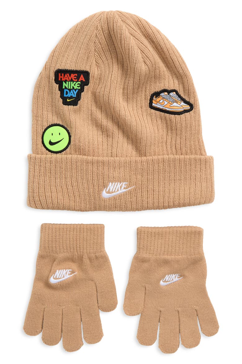 Kids' 2-Piece Beanie and Gloves Set, Main, color, HEMP