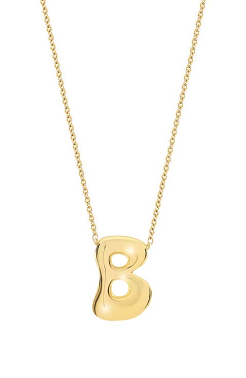 Puffed Initial Pendant Necklace