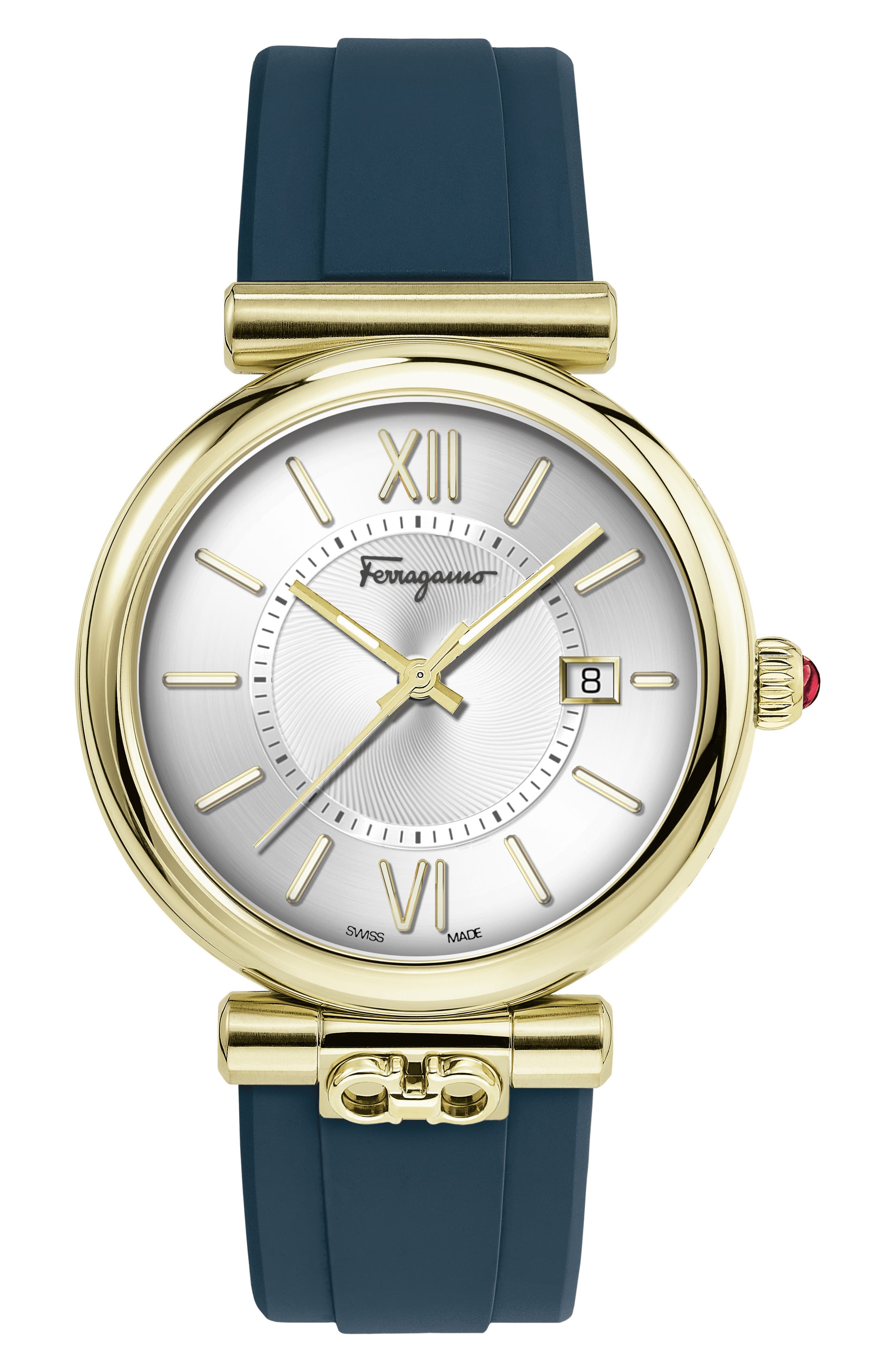 FERRAGAMO Women Ora Collection Silicone Strap Watch, 40mm