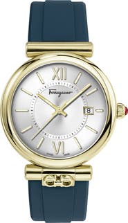 FERRAGAMO Women Ora Collection Silicone Strap Watch, 40mm