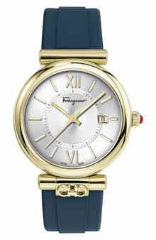 FERRAGAMO Women Ora Collection Silicone Strap Watch, 40mm