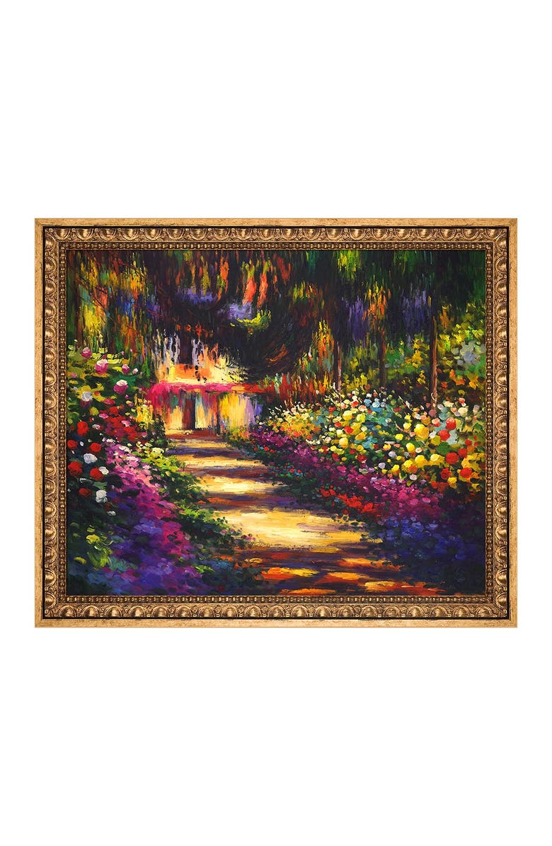 OVERSTOCK ART Pathway in Monet's Garden at Giverny Framed Oil Reproduction of Original Painting by Claude Monet - 27.5"x23.5", Alternate, color, 