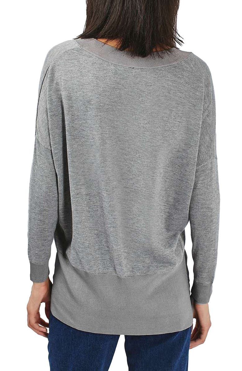Topshop Slouchy V-Neck Sweater, Alternate, color,