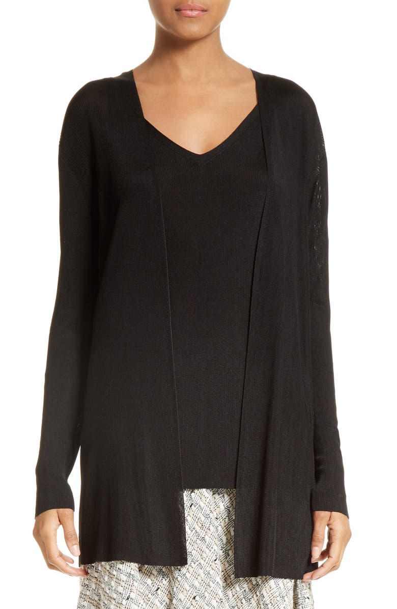 Lafayette 148 New York Ribbed Open Cardigan, Main, color, 