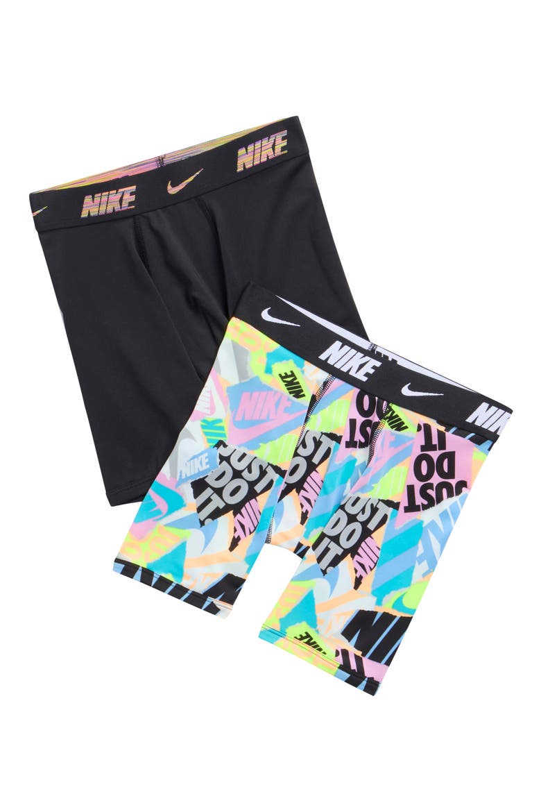 Kids' 2-Pack Assorted Printed Boxer Briefs, Main, color, BLACK/ MULTI