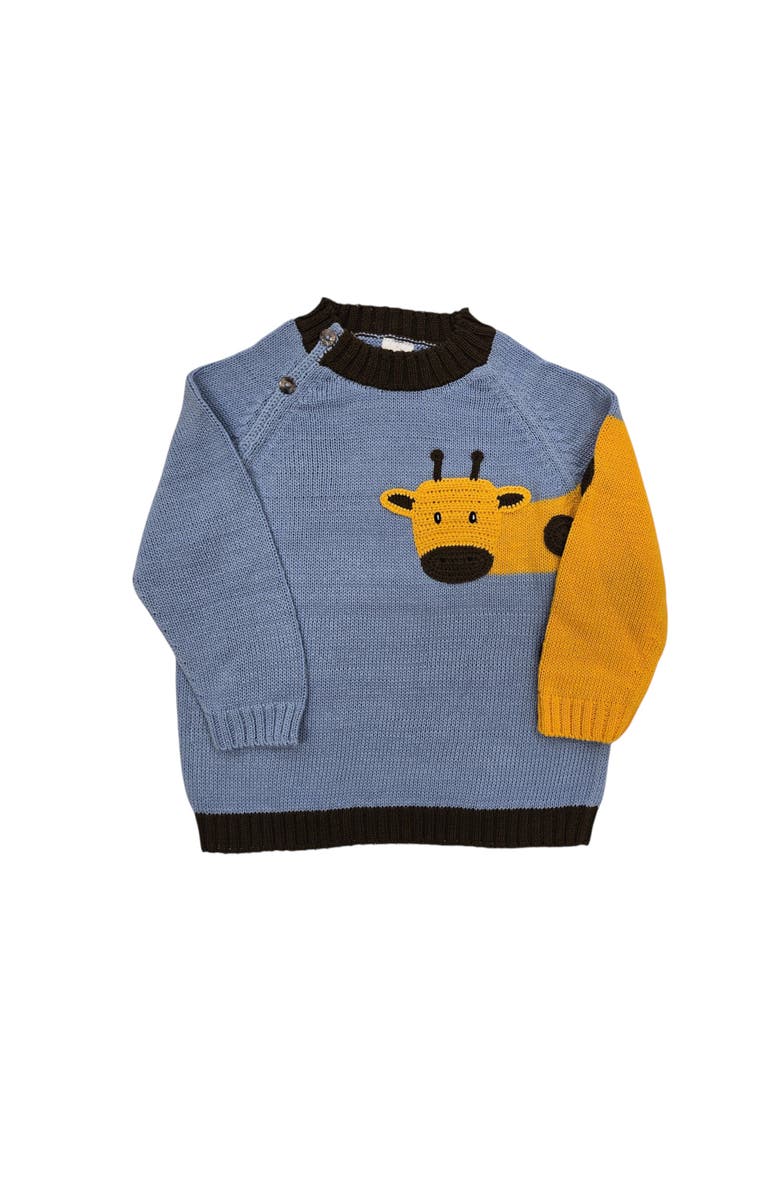 Melange Collection Giraffe Sweater, Main, color, Blue And Yellow