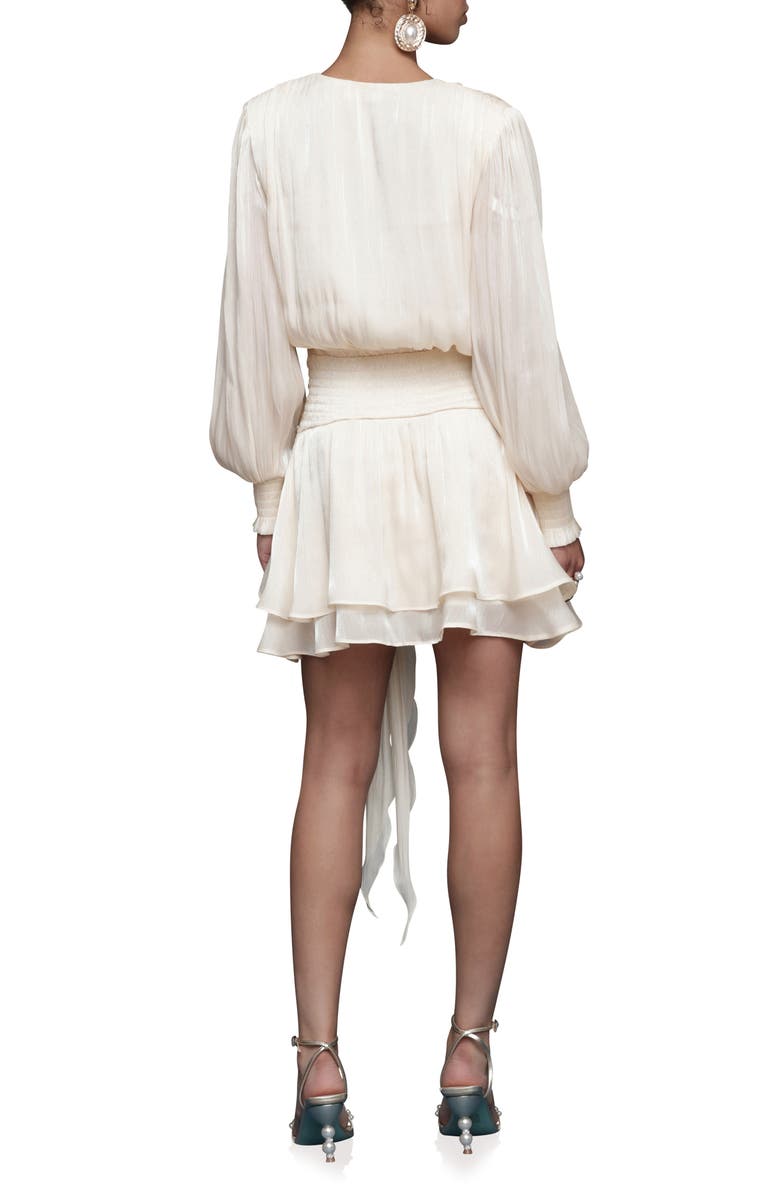 Avec Les Filles Long Sleeve Faux Wrap Minidress, Alternate, color, Cream