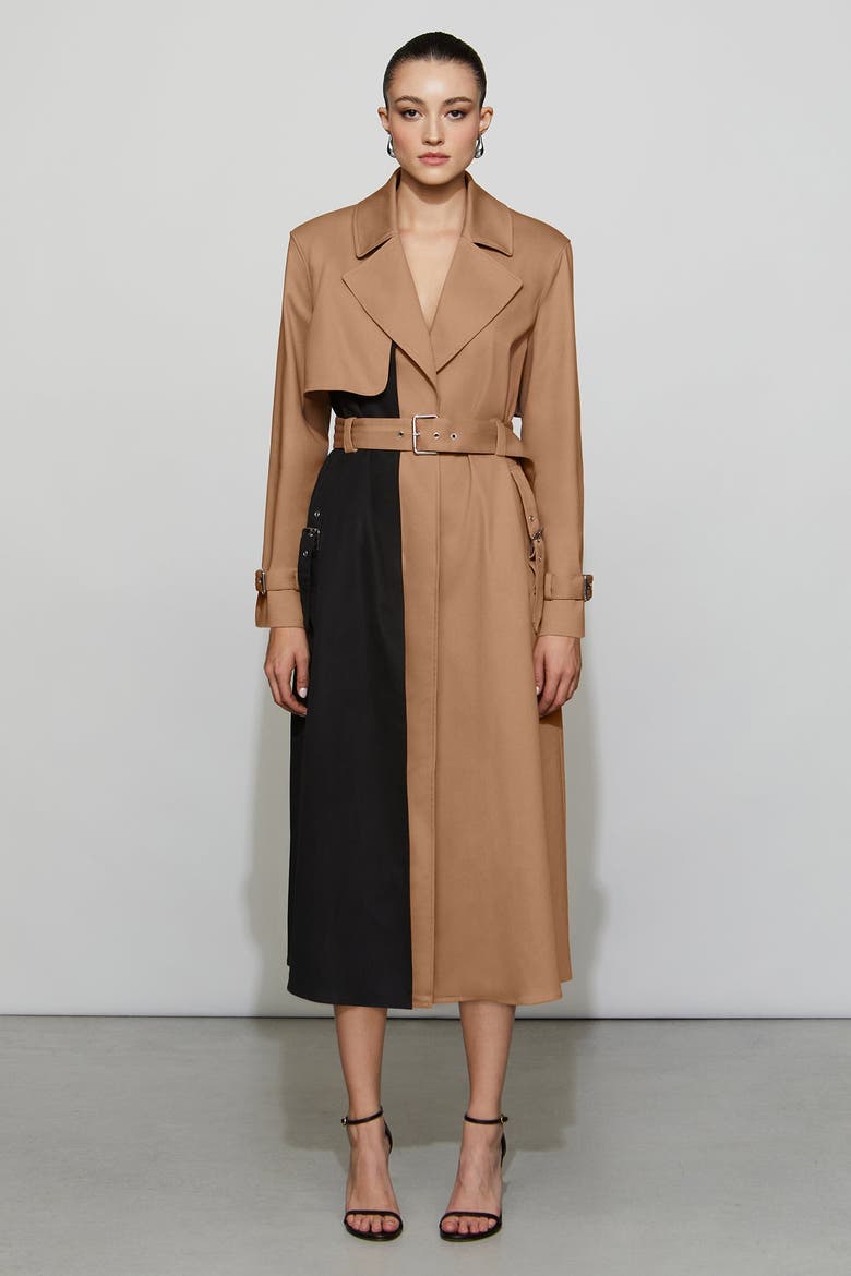 Ryder Trench Coat, Main, color, Camel/Black