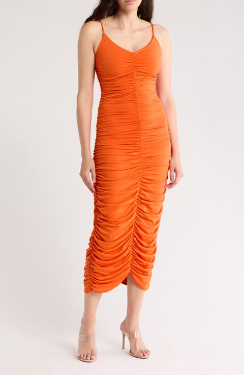 Ruched Body-Con Maxi Dress