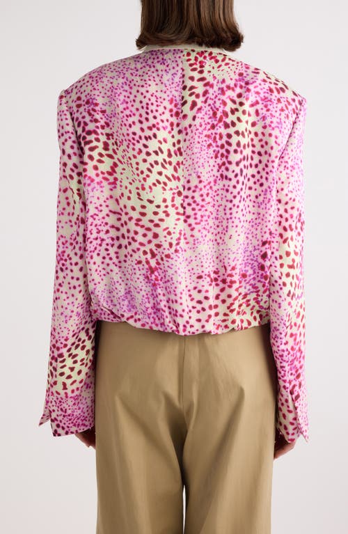 Dries Van Noten Vasti Printed Stand Collar Jacket In Fuchsia