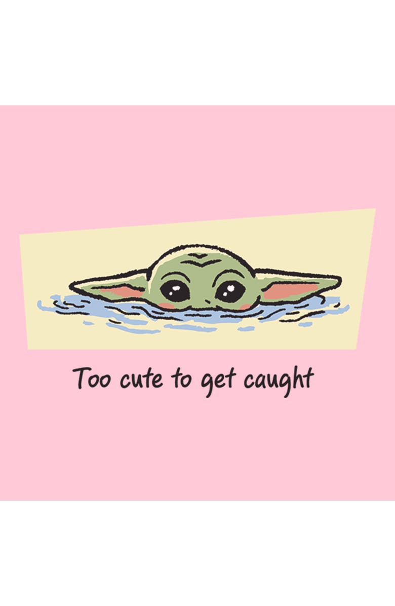 Star Wars: The Mandalorian and Grogu Girl's Star Wars The Mandalorian and Grogu Too Cute To Get Caught  Graphic T-Shirt, Alternate, color, Light Pink