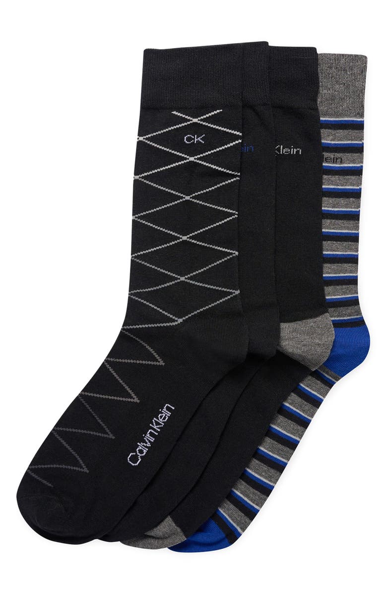 Calvin Klein Assorted 4-Pack Stripes & Solids Dress Socks, Main, color, 