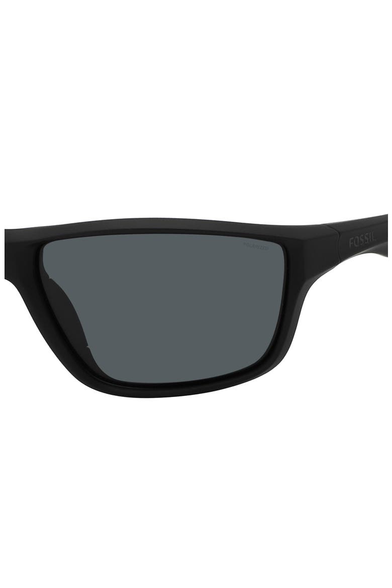 63mm Polarized Rectangular Sunglasses, Alternate, color, MATTE BLACK