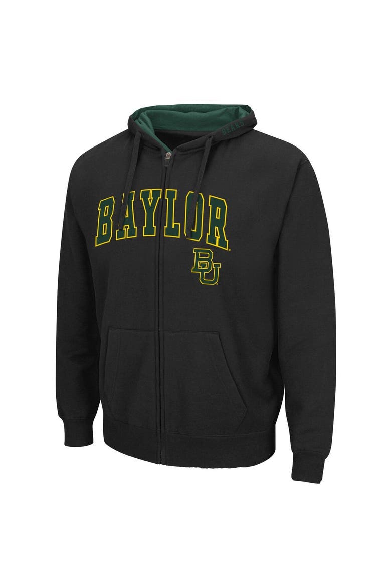 Men's Colosseum Black Baylor Bears Arch & Logo 3.0 Full-Zip Hoodie, Alternate, color, Black