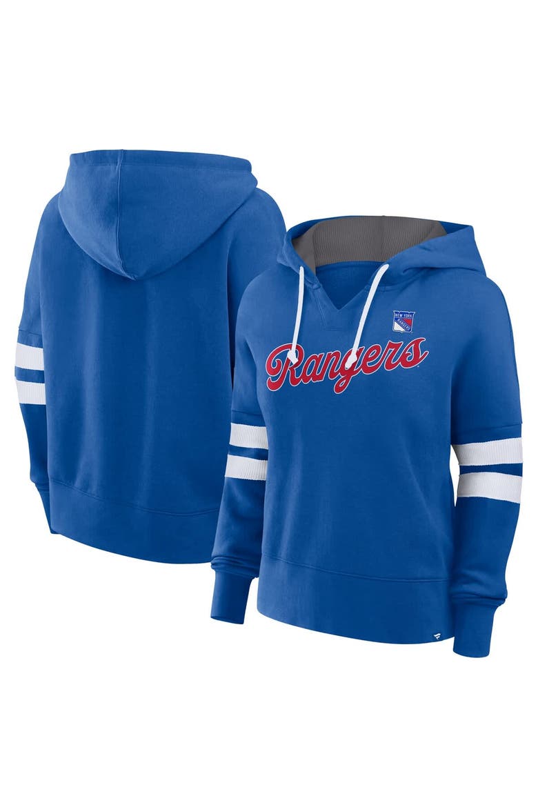 Women's Fanatics Blue New York Rangers Seize Fleece Pullover Hoodie, Main, color, Blue