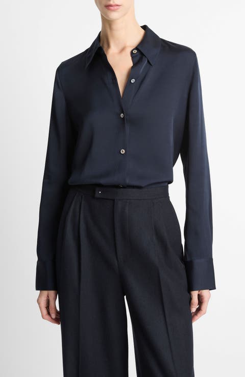 Slim Fit Silk Blend Button-Up Shirt