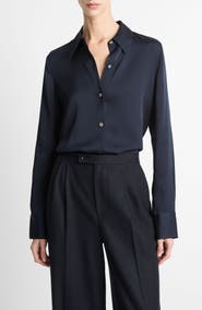 Vince Slim Fit Silk Blend Button-Up Shirt