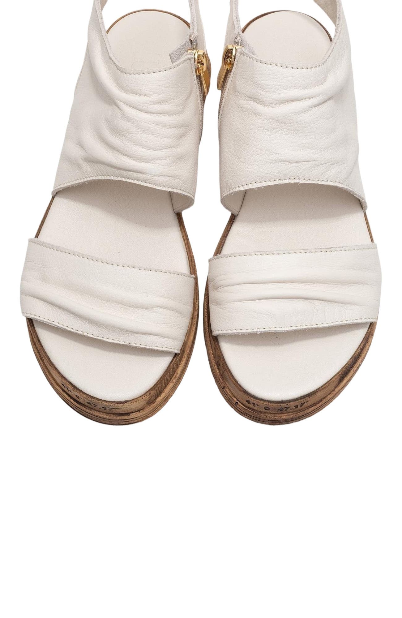 Lunas Leather Side-Zip Flat Heel Sandal, Alternate, color, Light Beige Leather