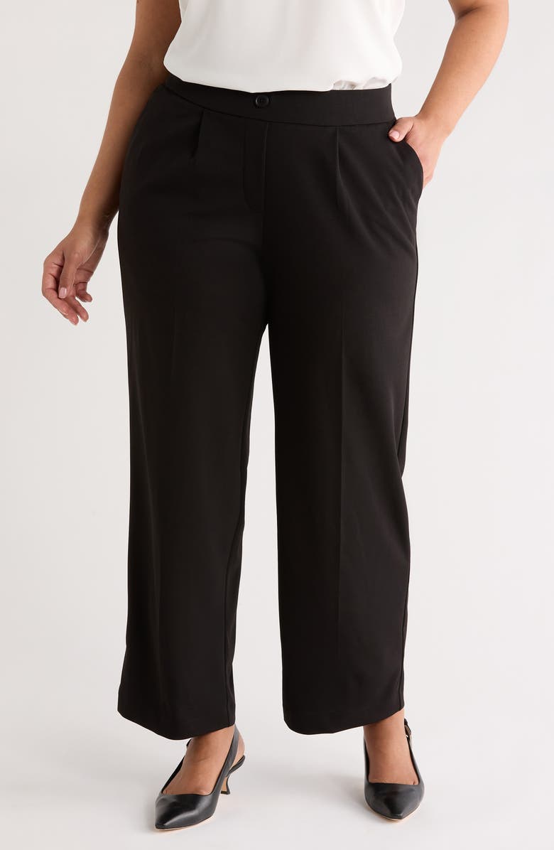AK ANNE KLEIN Pleated High Waist Pull-On Wide Leg Pants, Main, color,