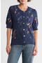 Strawberry Embroidered Puff Sleeve Cotton Cardigan
