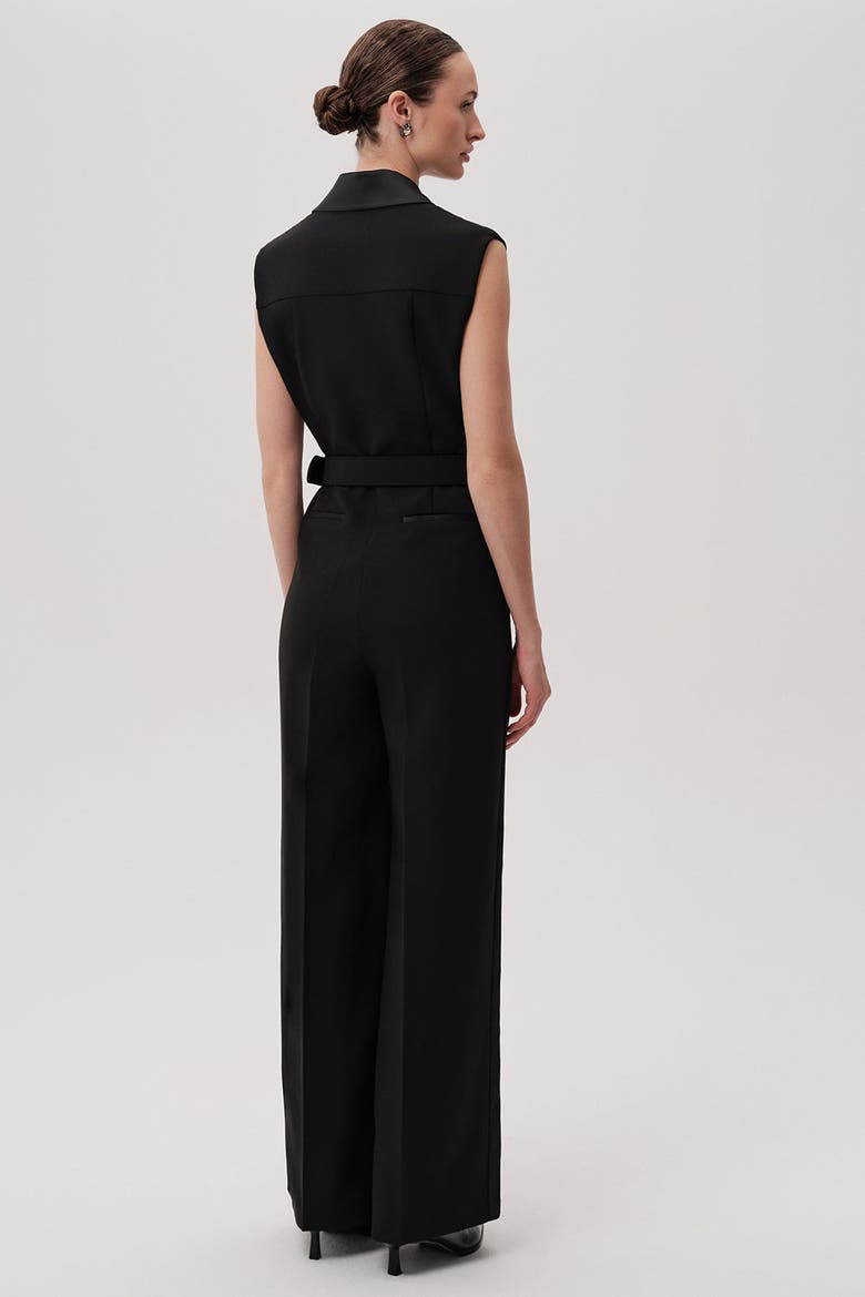 Sleeveless Shirt Collar Jumpsuit, Alternate, color, BLACK