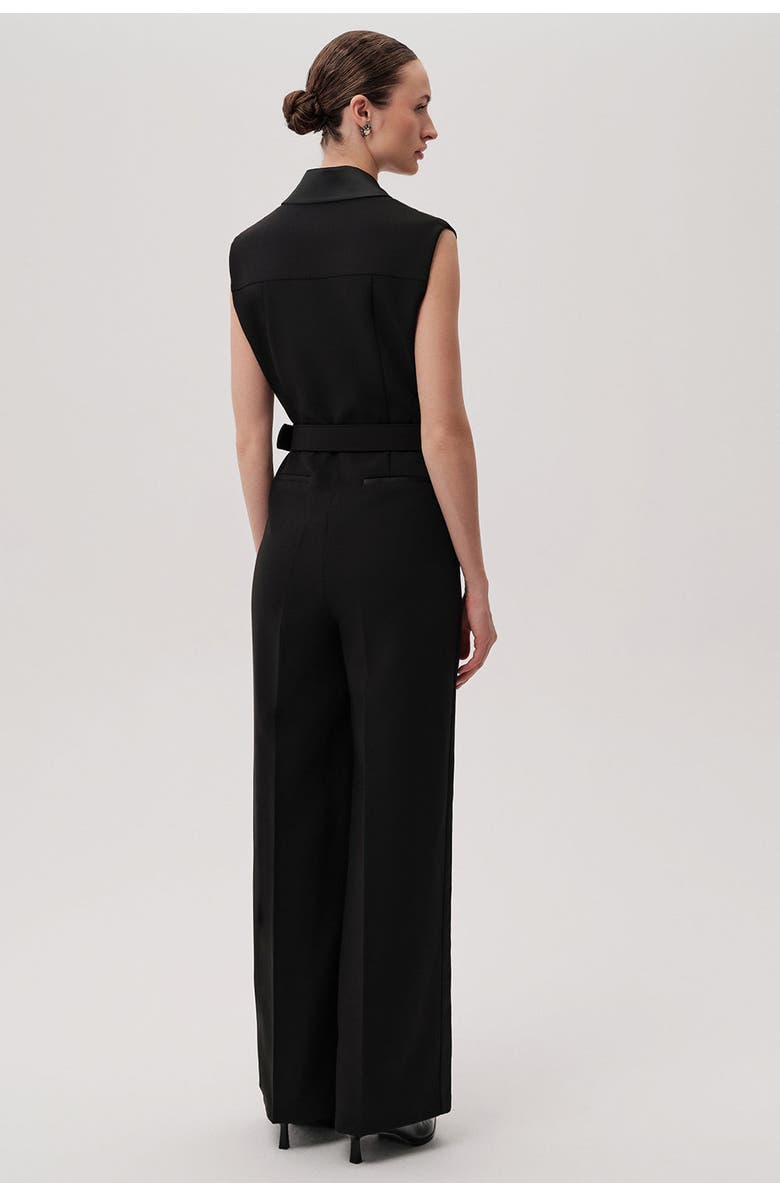 Exquise Sleeveless Shirt Collar Jumpsuit, Alternate, color, Black