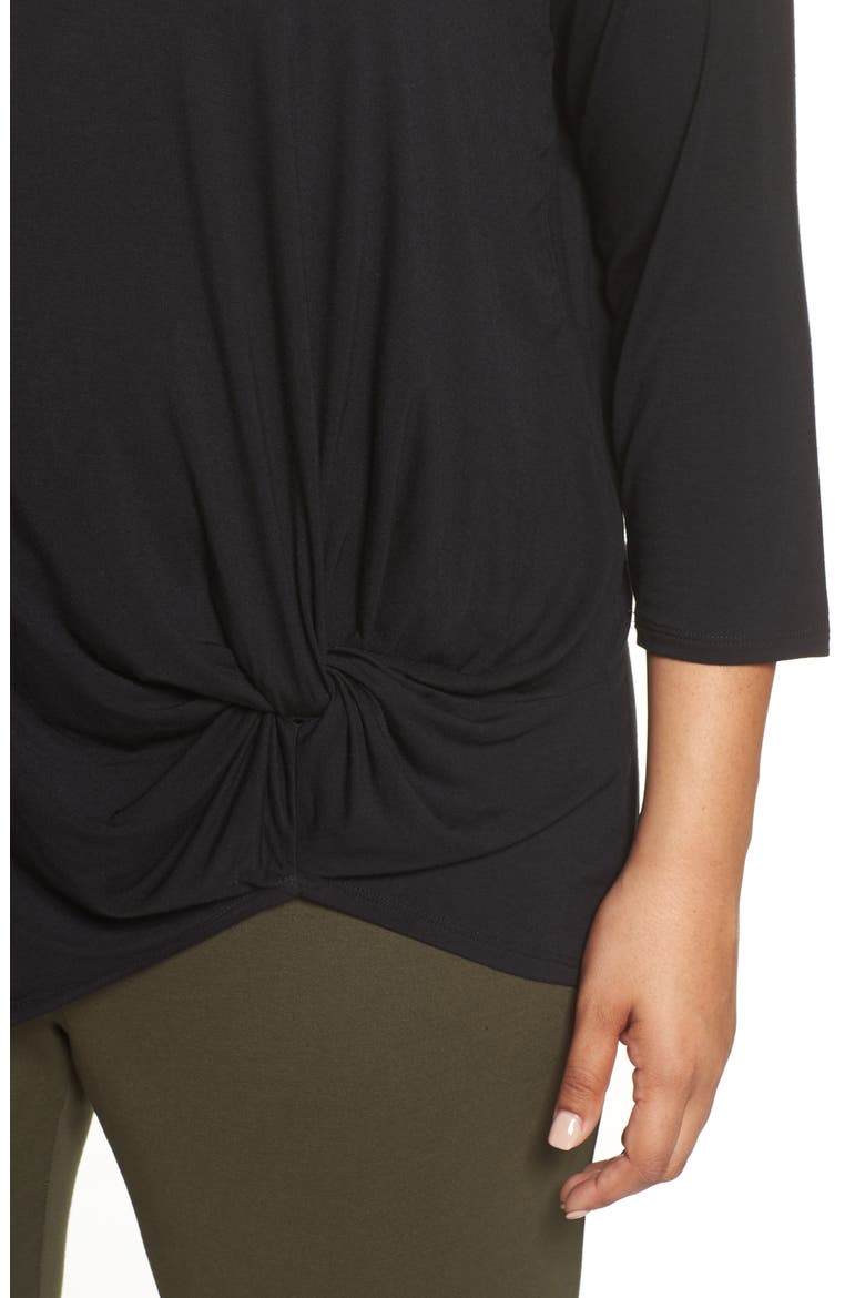 Knot Hem Tee, Alternate, color, BLACK