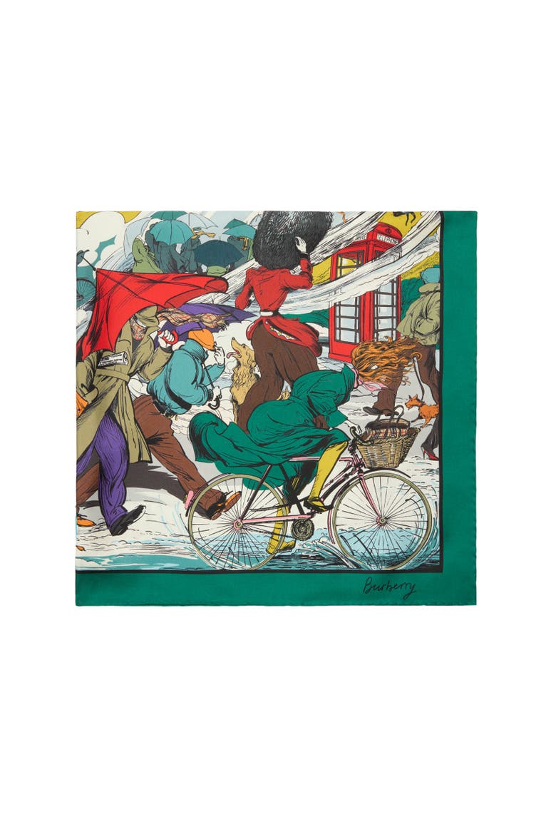 Raining Cats and Dogs  Silk Scarf, Alternate, color, Kew green