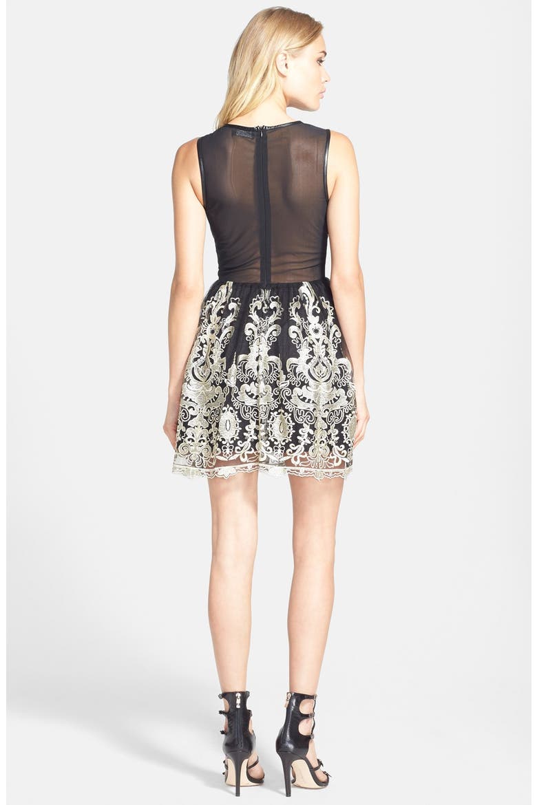 ASTR Embroidered Sleeveless Dress (Nordstrom Exclusive), Alternate, color, BLACK/ GOLD