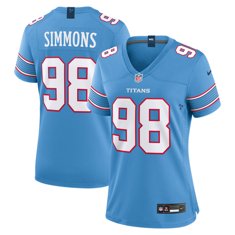 Women's Nike Jeffery Simmons Light Blue Tennessee Titans Game Jersey